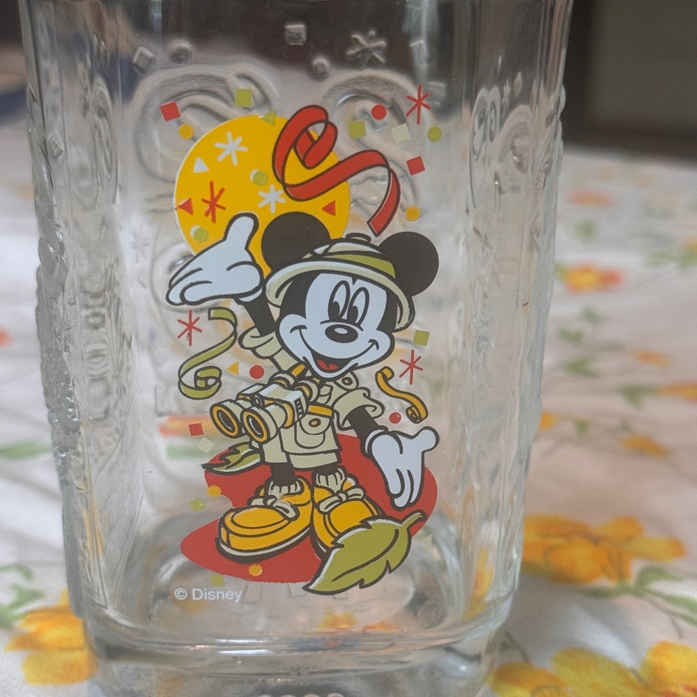 Disney Safari Mickey Mouse Glass with Yellow and Red Accents